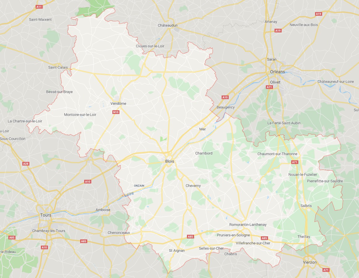 Carte et paysages du département 41, le Loir-et-Cher